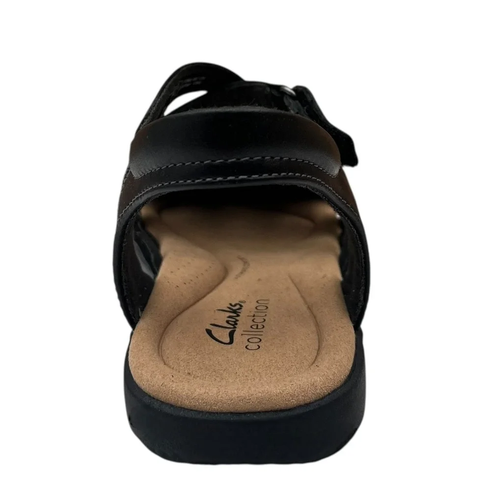 Clarks Elizabelle Sea Womens Leather Fisherman Sandals Size 8.5 Black Adjustable